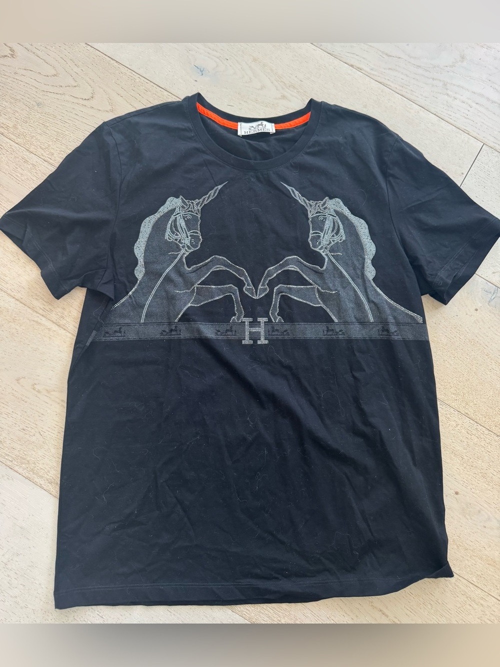 Hermes GRAPHIC BLING  t-shirt Short Sleeve Tee Shirt Black US XXL fits L